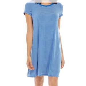 Junior's Short Sleeve Stripe Ringer Swing Dress